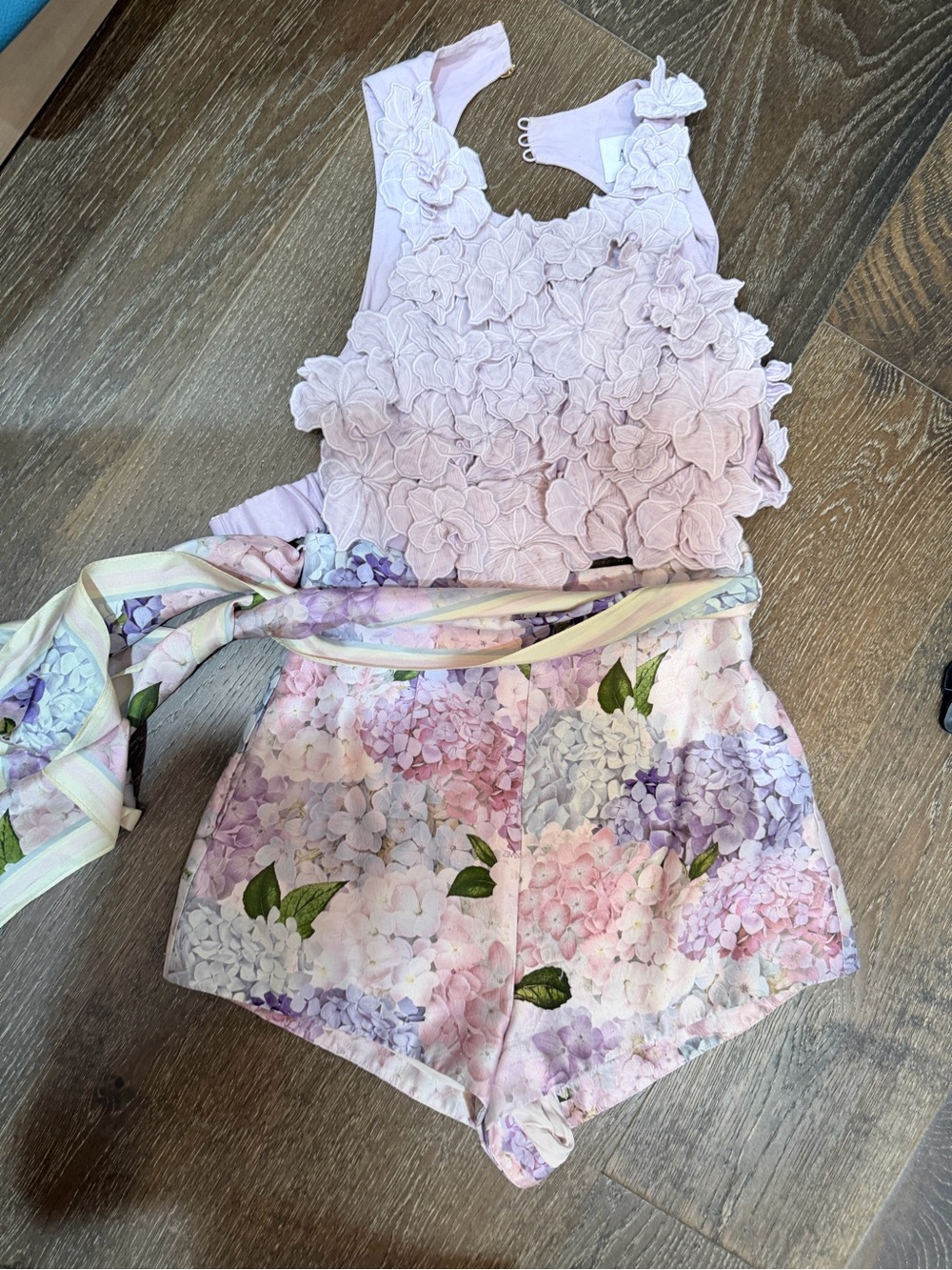 Zimmerman hydrangea silk short and Floral Ruffle Crop Top & Matching Shorts Set - Picture 3 of 7